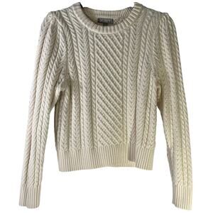 J.Crew Cream Argyle Crew Neck Chunky Knit Sweater Size M